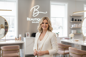 hübsche blonde frau,geschäftsführerinvon beauty salon